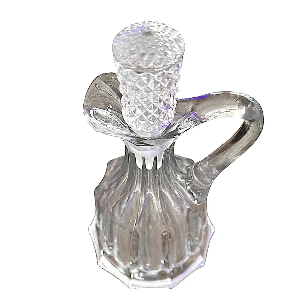 HEISEY PEERLESS Heavy Clear Pressed Glass Decanter 9 1/4” (pair of 2)  Stoppers